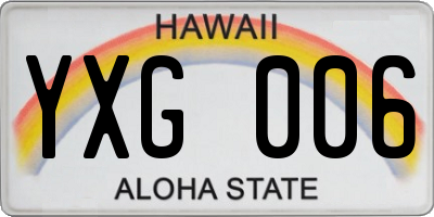 HI license plate YXG006