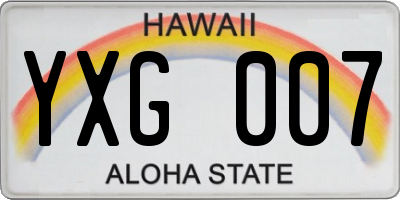 HI license plate YXG007