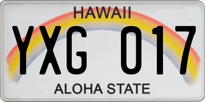 HI license plate YXG017