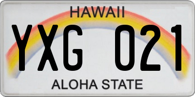 HI license plate YXG021