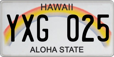 HI license plate YXG025