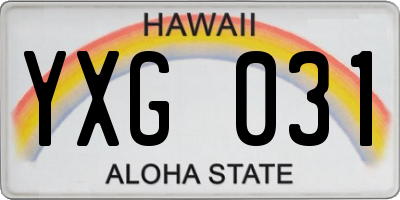 HI license plate YXG031