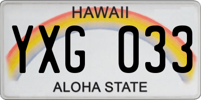 HI license plate YXG033