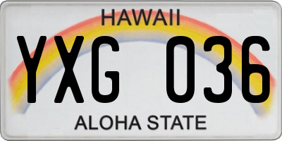 HI license plate YXG036