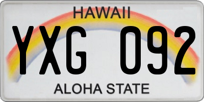 HI license plate YXG092