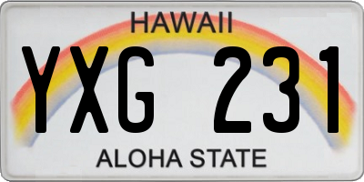 HI license plate YXG231