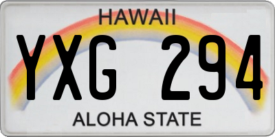 HI license plate YXG294