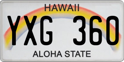 HI license plate YXG360
