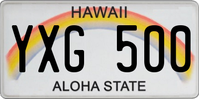 HI license plate YXG500