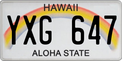 HI license plate YXG647