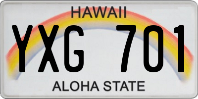HI license plate YXG701