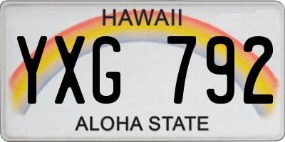 HI license plate YXG792