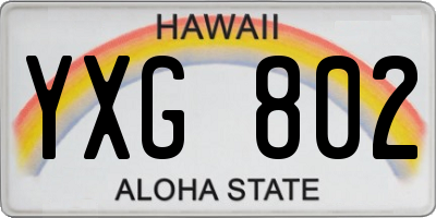 HI license plate YXG802