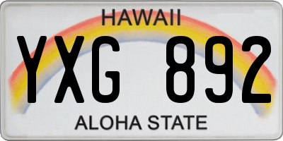 HI license plate YXG892