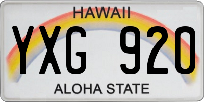HI license plate YXG920