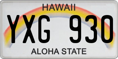 HI license plate YXG930