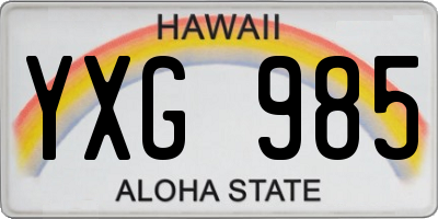 HI license plate YXG985