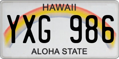 HI license plate YXG986