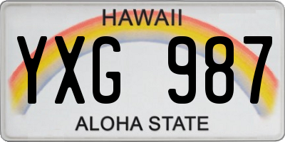 HI license plate YXG987