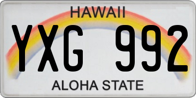 HI license plate YXG992