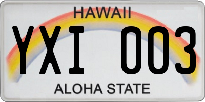HI license plate YXI003