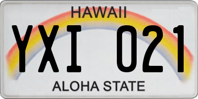HI license plate YXI021