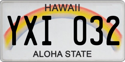 HI license plate YXI032