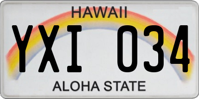 HI license plate YXI034