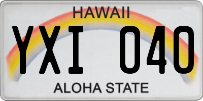 HI license plate YXI040