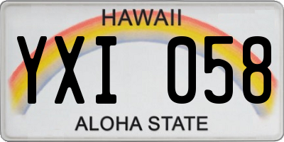 HI license plate YXI058