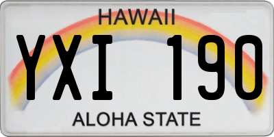 HI license plate YXI190