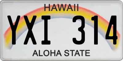 HI license plate YXI314
