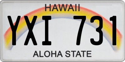 HI license plate YXI731