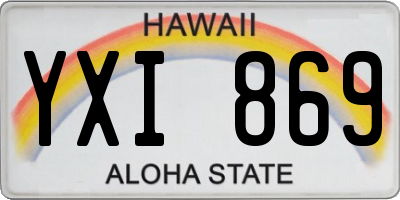 HI license plate YXI869