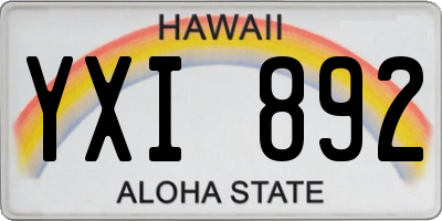 HI license plate YXI892