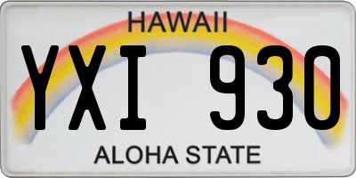 HI license plate YXI930