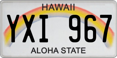 HI license plate YXI967