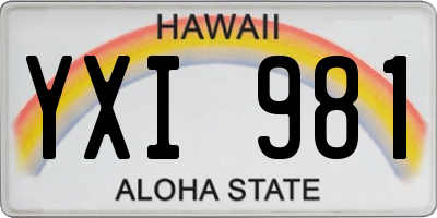 HI license plate YXI981