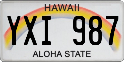 HI license plate YXI987