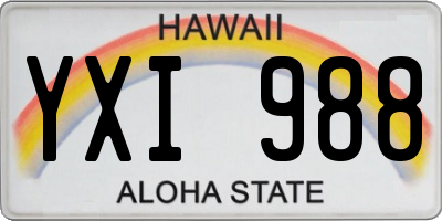 HI license plate YXI988