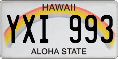 HI license plate YXI993