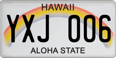 HI license plate YXJ006