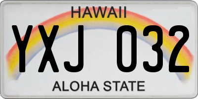 HI license plate YXJ032
