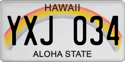 HI license plate YXJ034