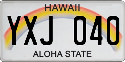 HI license plate YXJ040