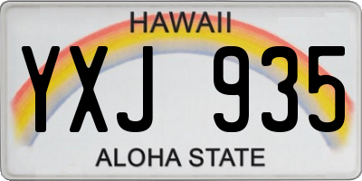 HI license plate YXJ935