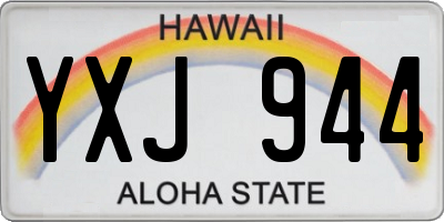 HI license plate YXJ944
