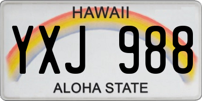 HI license plate YXJ988