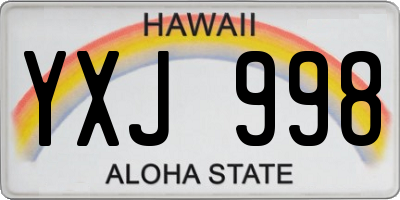 HI license plate YXJ998