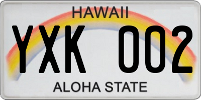 HI license plate YXK002